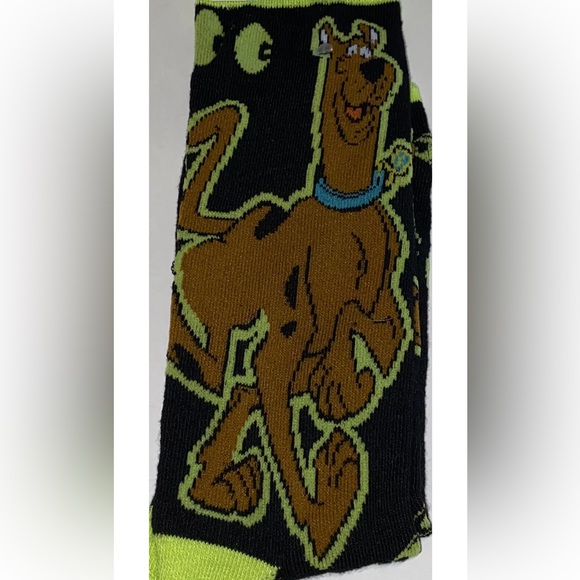 Scooby Doo Crew Socks 1 Pair Men's 6-12 Black Green w Scoob & Eyes Where Are You - Picture 5 of 10